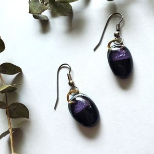 Purple vintage cabochon gemstone earrings